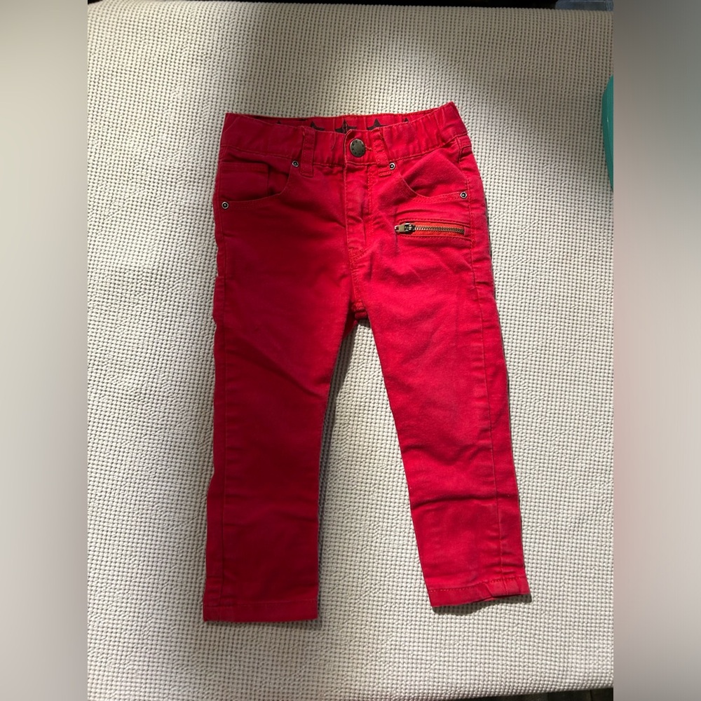 H&M Red Slim skinny Cut Jeans rockstar style 1.5 years -2 years 2t